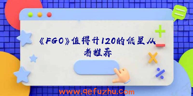《FGO》值得升120的低星从者推荐