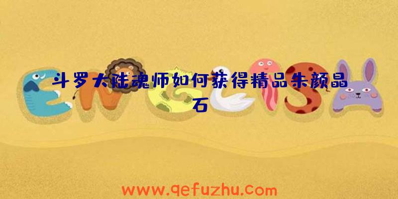 斗罗大陆魂师如何获得精品朱颜晶石