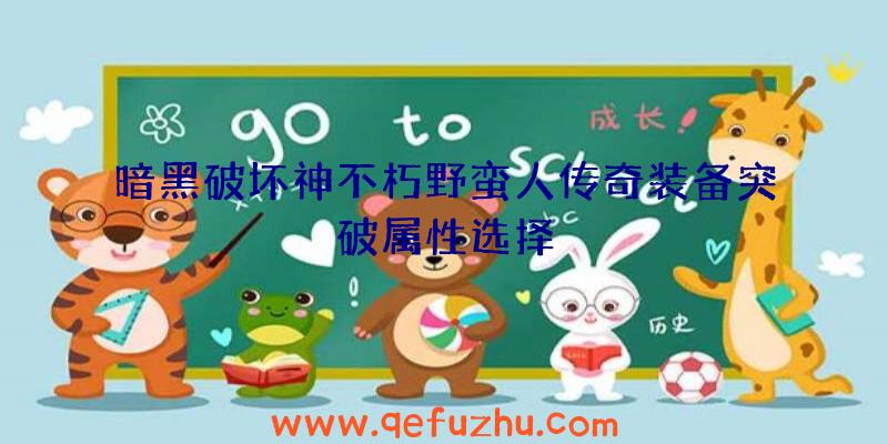 暗黑破坏神不朽野蛮人传奇装备突破属性选择