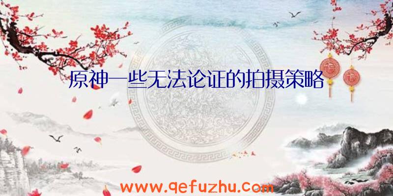原神一些无法论证的拍摄策略