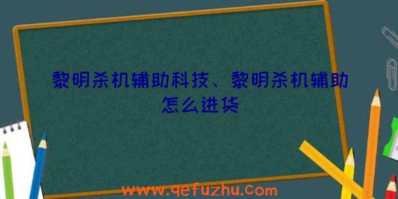 黎明杀机辅助科技、黎明杀机辅助怎么进货